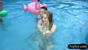 Two slutty babes SUCK OFF and get POUNDED by pervert men outdoors.