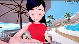 Violet Parr gives bikini footjob and blowjob in POV