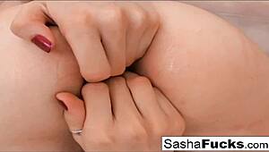 Skinny Teen Sasha Strips Red Corset For Hard Anal