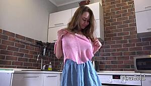 deepthroat and rimming with vira gold and kecy hill in kitchen