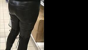 Wife in Latex Fetish Gear Filmed in Public Shopping Mall