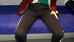 Stranger and I cum together in a train compartment, wow!