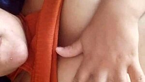 Amateur girl with small tits masturbating to orgasm in solo session part 1