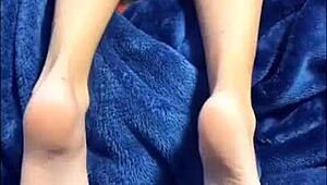 exotic beautiful teen gives footjob on webcam