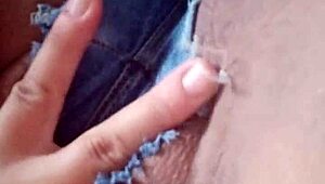 Amateur girl with small tits masturbating to orgasm in solo session part 1