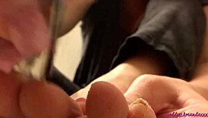 Goddess Amanda, the cute brunette, instructs on foot fetish with barefoot toes.