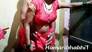 Indian village wife gets pounded in hot red saree, wow! 😍