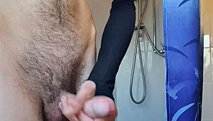 solo teen twink strokes huge cock in bath cum shot! 🛁