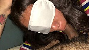 blindfolded argentinian milf sucks cock in pov