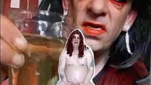 Bisexual Sissy Swallows Pee Naked!