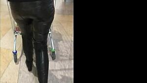 Wife in Latex Fetish Gear Filmed in Public Shopping Mall