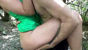 A blonde with big tits engages in real sex in the park, including blowjob and fucking.