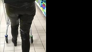 Wife in Latex Fetish Gear Filmed in Public Shopping Mall