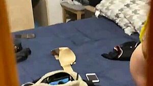 hermanastro says, watch me record my lesbian hermana while she sexts