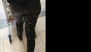 Wife in Latex Fetish Gear Filmed in Public Shopping Mall