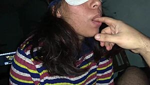 blindfolded argentinian milf sucks cock in pov