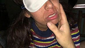 blindfolded argentinian milf sucks cock in pov