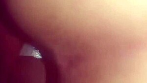 The pink ass of the little whore gets pounded hard in anal sex