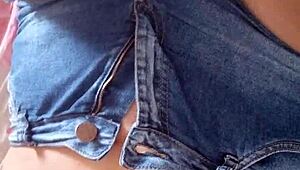 Amateur girl with small tits masturbating to orgasm in solo session part 1