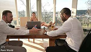 Horny Boss Venera Maxima Takes Interracial DP in Office