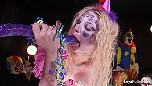 i'm leya falcon, a blonde babe dildoing my pussy with big tits bouncing