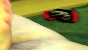 my wife gives a hot footjob with pink toenails and cumshot