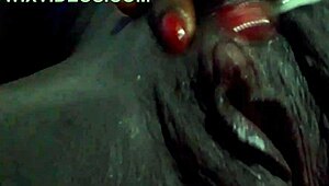 Black Solo Babe's Juicy Pussy and Pink Asshole