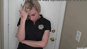 want some pizza, slut? suck this monster cock first!