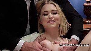 Milf and teen dominate in rough anal BDSM threesome