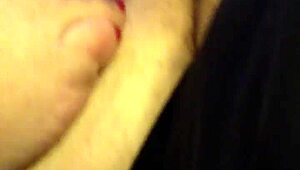 my wife gives a hot footjob with pink toenails and cumshot