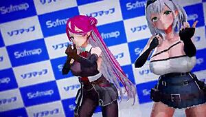 Houshou Marine and Noel in pink cat MMD! 😺