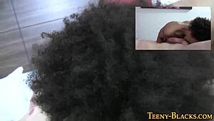 this ebony babe swallows jizz after blowjob