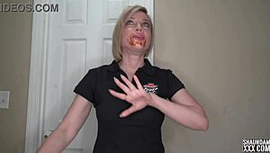 want some pizza, slut? suck this monster cock first!