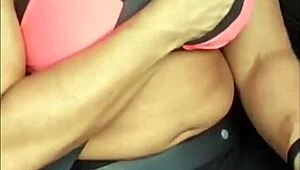 Blonde Slut Cumming Inside The Car During Intense Masturbation