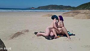 Two Women Relaxing Naked on Brazilian Beach