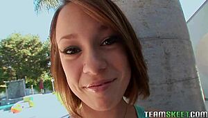 Teamskeet sexy brunette Haley Sweet gets her shaved pussy fucked 😍