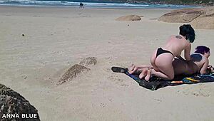 Two Women Relaxing Naked on Brazilian Beach