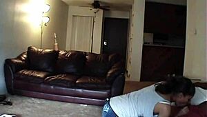 Amateur couple gets wild in a small room with a black man