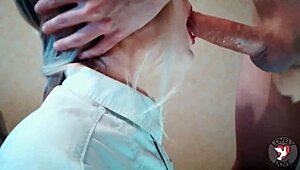 Student Stepsister Deepthroats Big Cock After Classes with Sloppy Blonde Blowjob