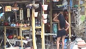 stopping the car on the highway for a quick public encounter in a stall