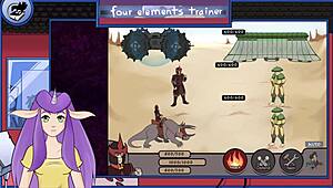 avatar game guard gives a sexy blowjob to the muscular trainer