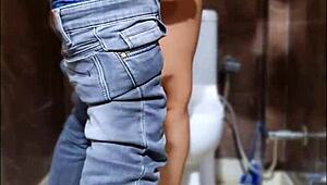 Horny teen friend deepthroats and squirts in bathroom