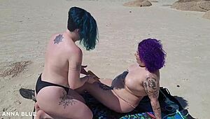Two Women Relaxing Naked on Brazilian Beach