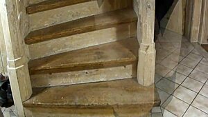 damn, check this red ass from spanking on the stairs at home