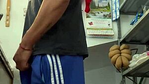 i'm a young mexican amateur jerking big cock backstage for first time