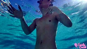 Latina Swimming Naked In Pool With Intense Desire