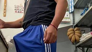 i'm a young mexican amateur jerking big cock backstage for first time