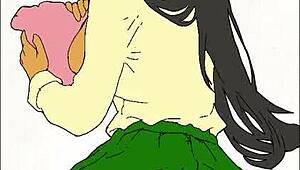 ebony student in school uniform hentai scene