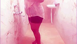 South Indian maid flaunts her attractive breasts while cleaning