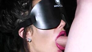 Handcuffed British Babe Blowing Dick